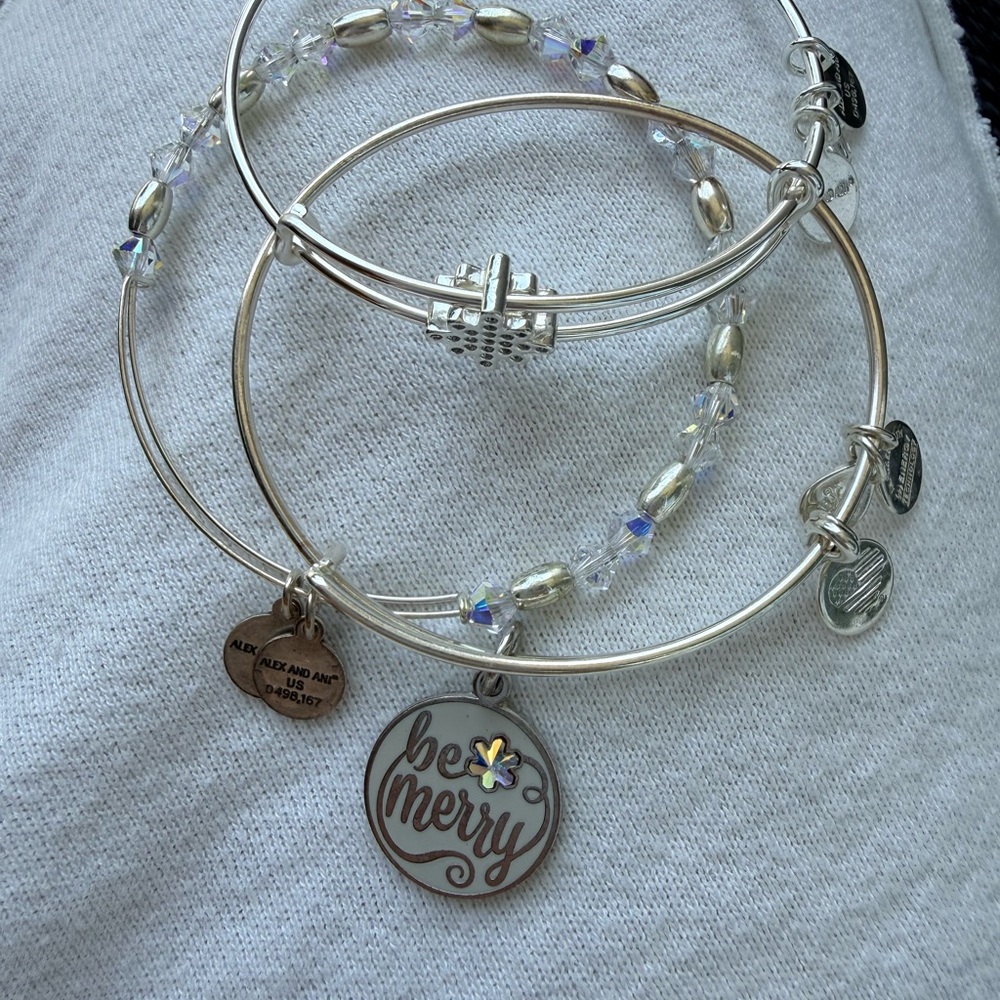 Alex and Ani Silver Winter Charm Bracelet Trio